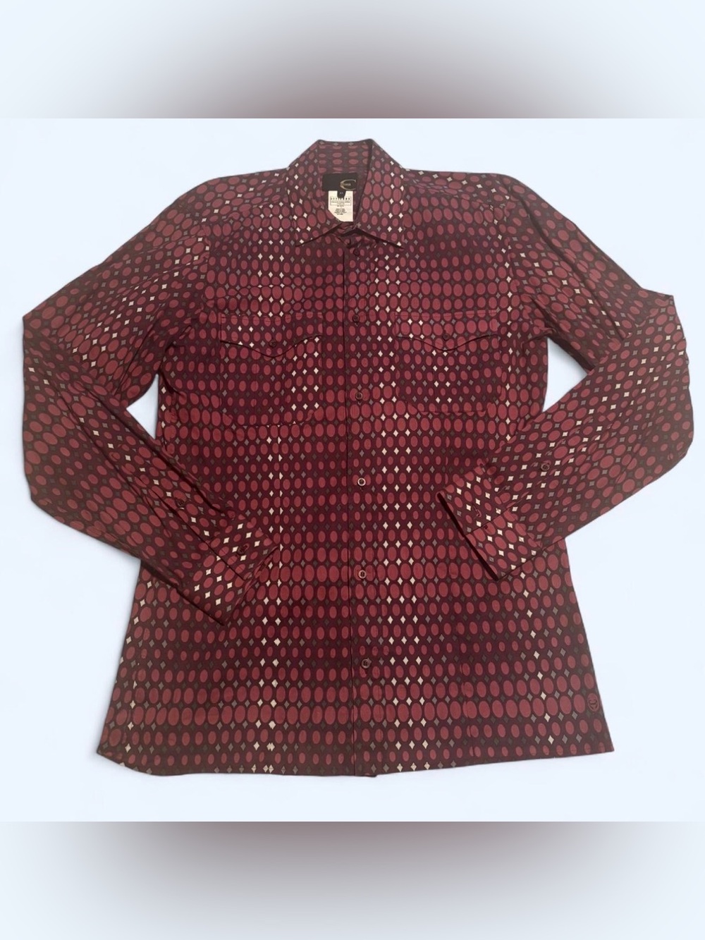 Just Cavalli Mens XL Long Sleeve Button Dress Shirt Geometric Print 100% Cotton